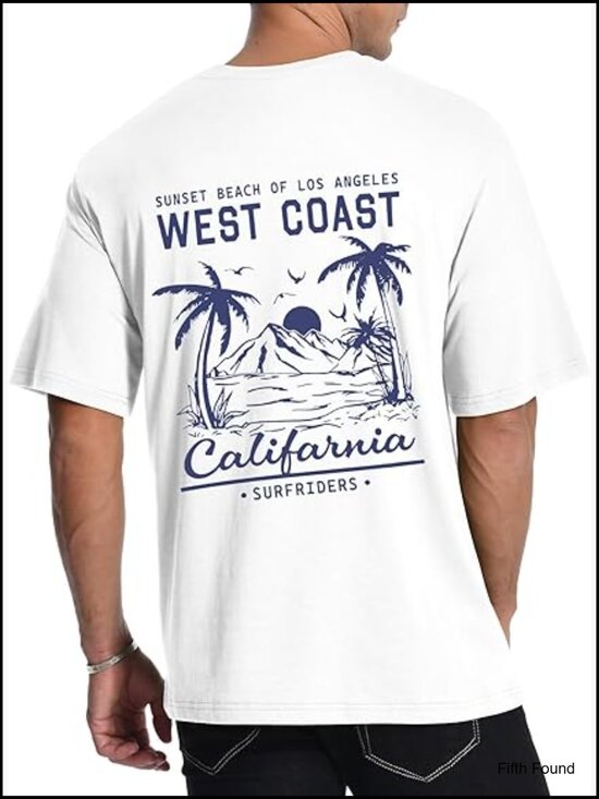 Other - Men's Graphic T-Shirt Short Sleeve West Coast Palm Tree Print 100% Cotton